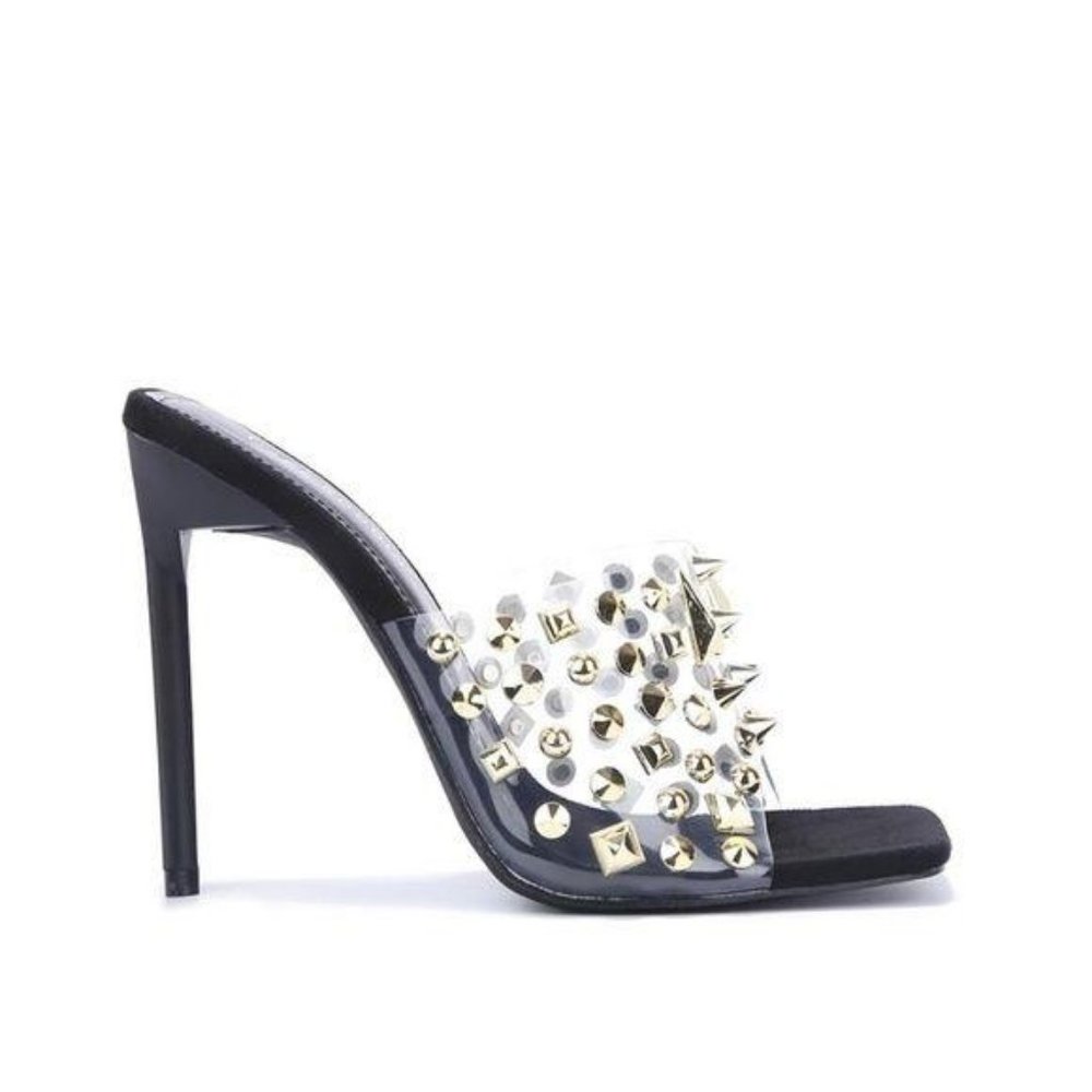 !! NEW !! Clear Studded Mules in Nude - Picture 4 of 4
